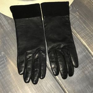 Black Leather Gloves Leather Suede cuffs